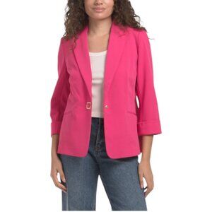 ANNE KLEIN Notch Collar Jacket With Rolled Sleeves